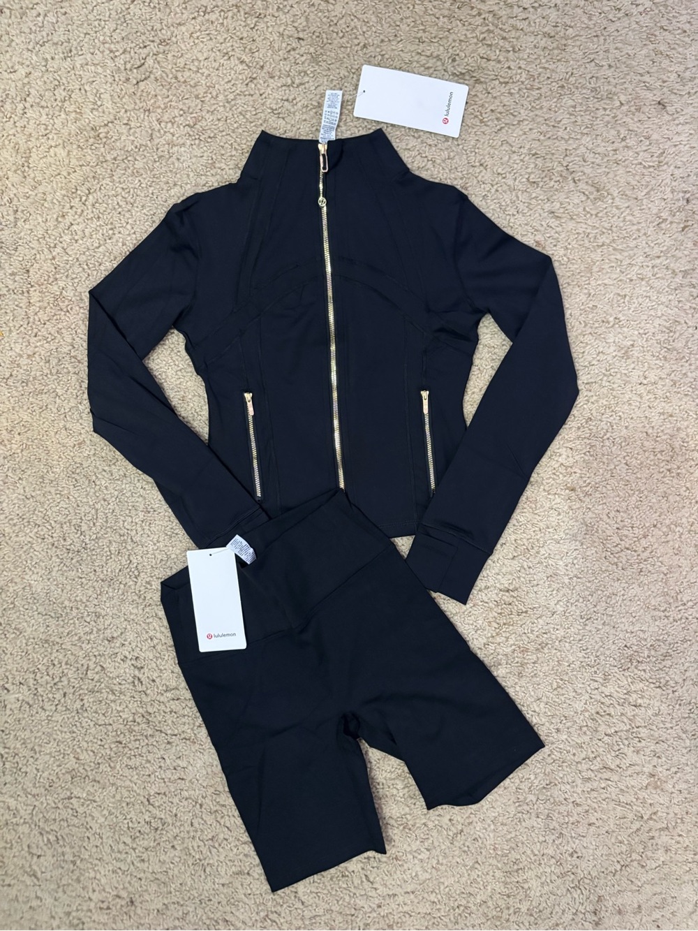 Lululemon Cropped Nulu Jacket & Short Set (Black)